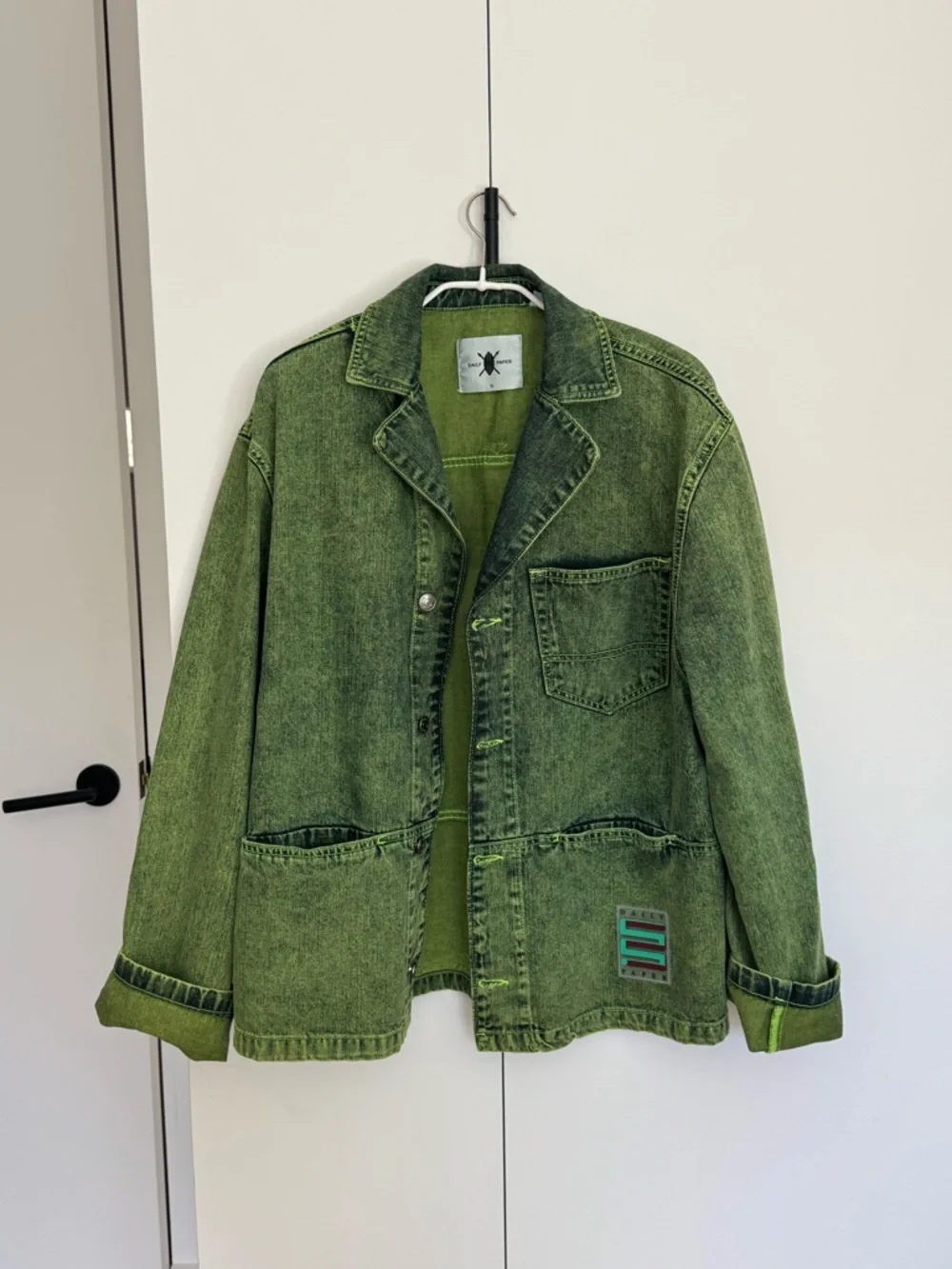 DAILY PAPER Hafi Denim Jacket In Green, Men’s S (women’s ~8 or M/L) - Picture 3 of 5